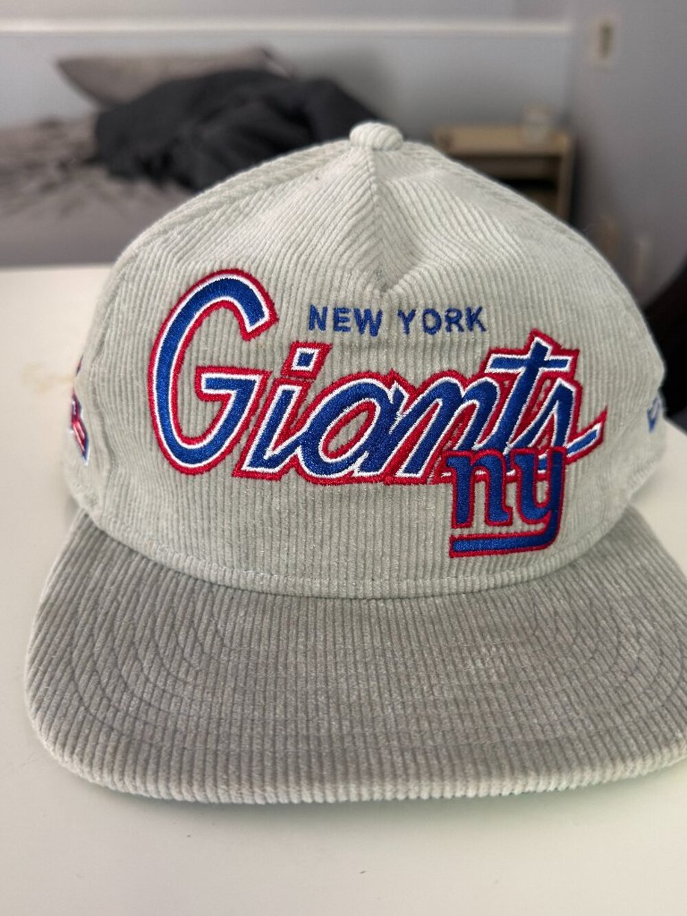 New Era New York Giants Corduroy Snapback Hat, Script Logo, 90 Seasons Patch